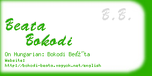 beata bokodi business card